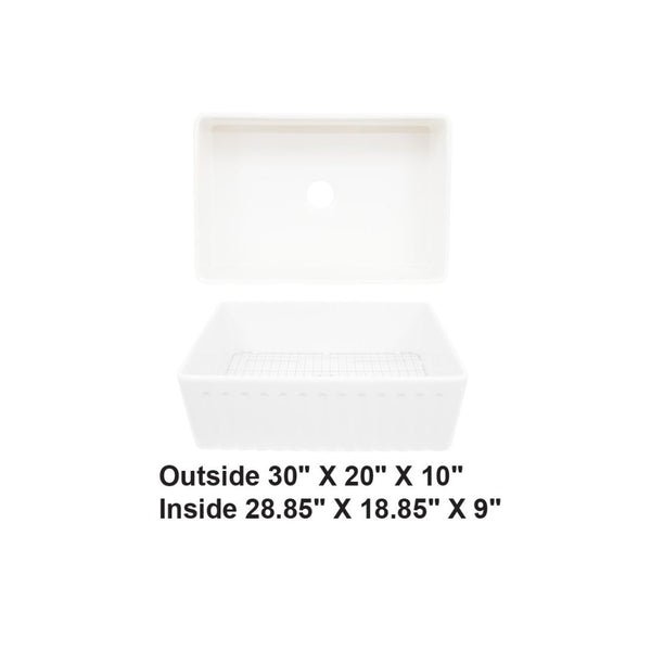 AD-FC1F Single Bowl Farmhouse Fireclay Sink White