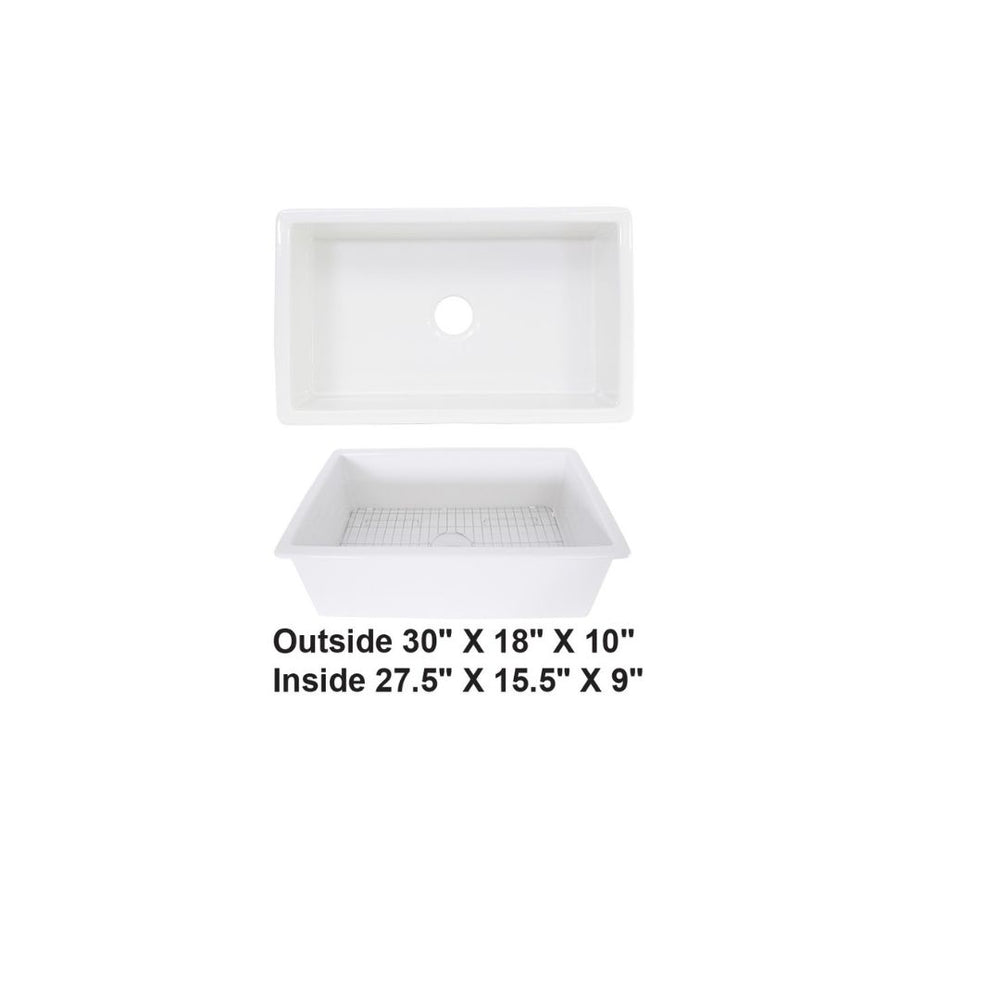 White-Undermount Fireclay Sink