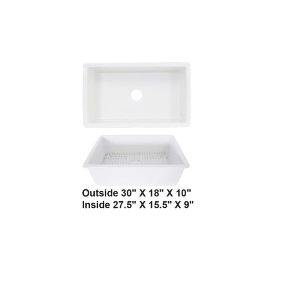 White-Undermount Fireclay Sink