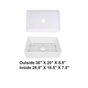 AD-FC3 Single Bowl Farmhouse Porcelain Sink White