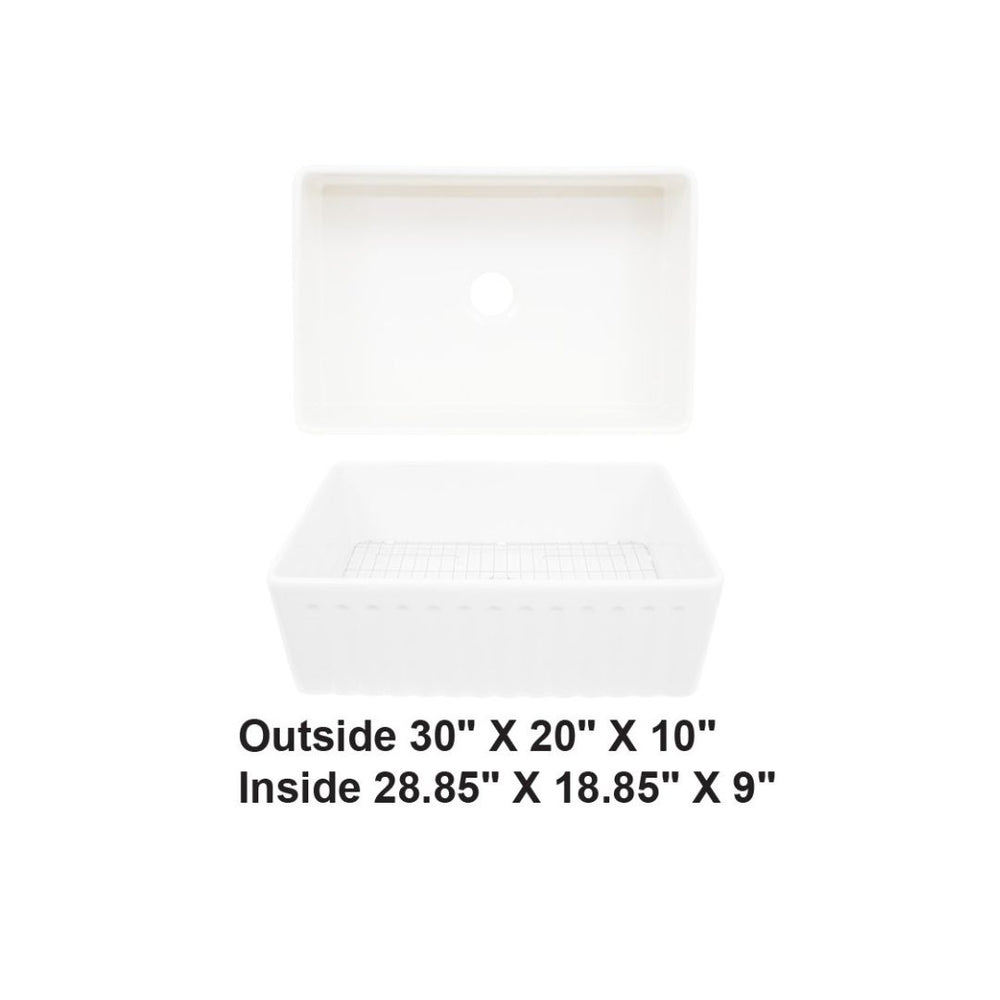 AD-FC9F Single Bowl Farmhouse Fireclay Sink White