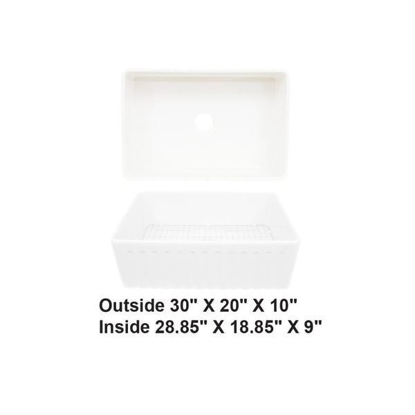 AD-FC9F Single Bowl Farmhouse Fireclay Sink White