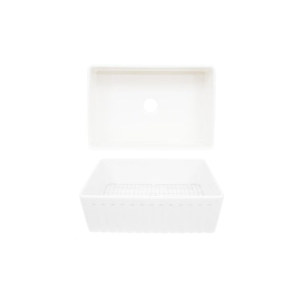 AD-FC9F Single Bowl Farmhouse Fireclay Sink White