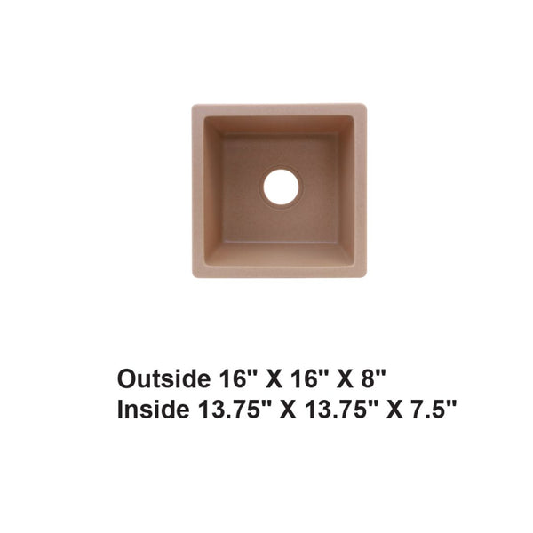 AD-GC26 Undermount Single Bowl Granite Composite Sink Bisque