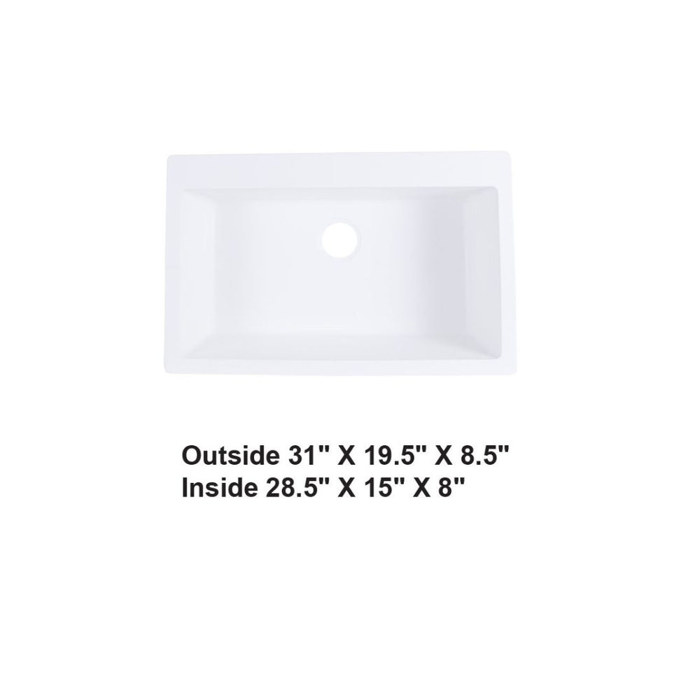 AD-GCD78 Drop-In or Undermount Single Bowl Granite Composite Sink White