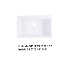 AD-GCD78 Drop-In or Undermount Single Bowl Granite Composite Sink White