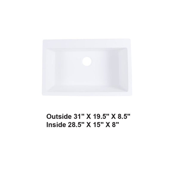 AD-GCD78 Drop-In or Undermount Single Bowl Granite Composite Sink White