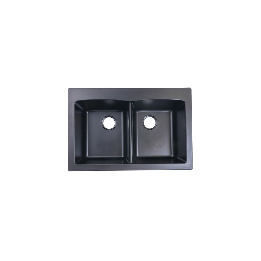 AD-GCD88 Drop-In or Undermount Double Bowl 50/50 Granite Composite Sink Black