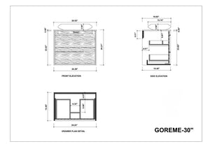 GOREME 30” SMOKE GRAY OAK BATHROOM VANITY