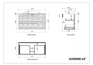 GOREME 42” SMOKE GRAY OAK BATHROOM VANITY