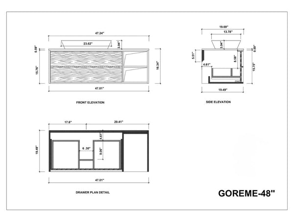 GOREME 48” WALNUT/WHITE OAK BATHROOM VANITY