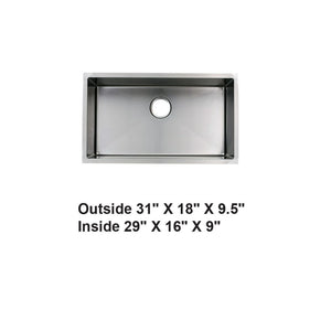 AD-H3118 Handmade Undermount Single Bowl Stainless Steel Sink