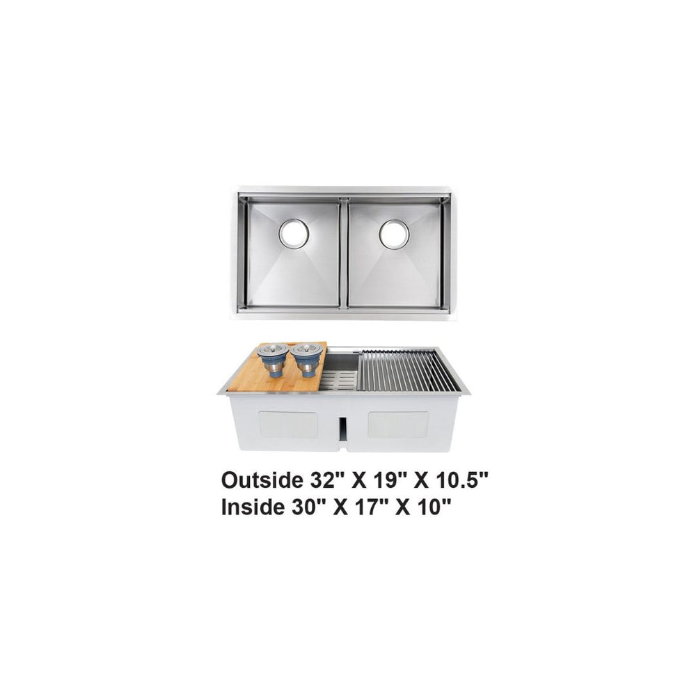 AD-H3219D Double Bowl Zero Radius Kitchen Sink
