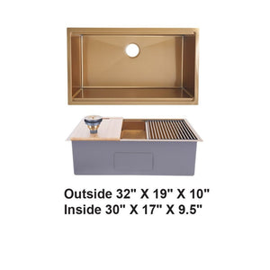 AD-H3219S Gold Single Bowl Workstation Kitchen Sink