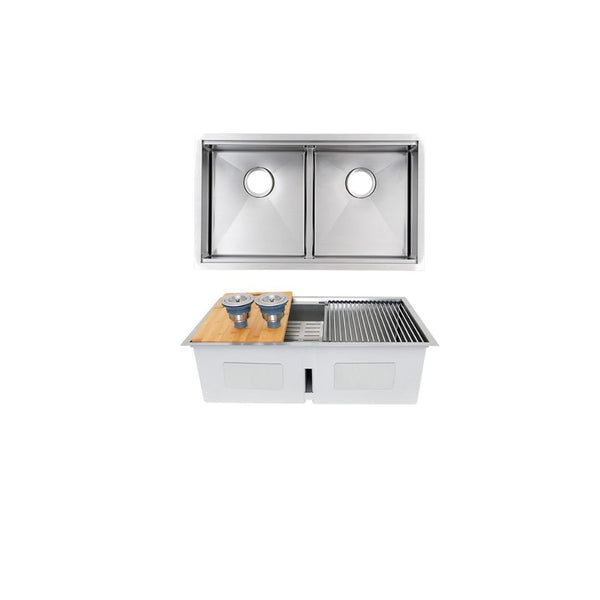 AD-H3419D Double Bowl Zero Radius Workstation Kitchen Sink
