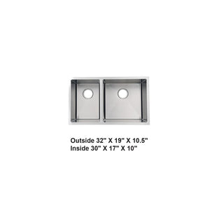 AD-H68R Handmade Undermount Reverse Double Bowl 60/40 Stainless Steel Sink