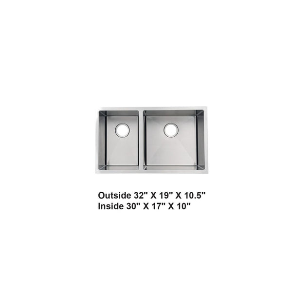 AD-H68R Handmade Undermount Reverse Double Bowl 60/40 Stainless Steel Sink