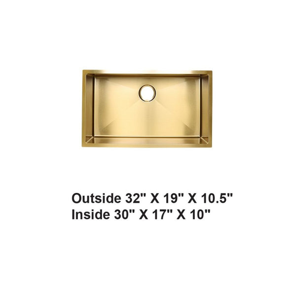 AD-H78 Gold Handmade Undermount Single Bowl Stainless Steel Sink