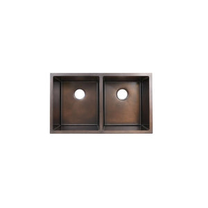 AD-H88 Handmade Undermount Double Bowl 50/50 Stainless Steel Sink Antique Copper