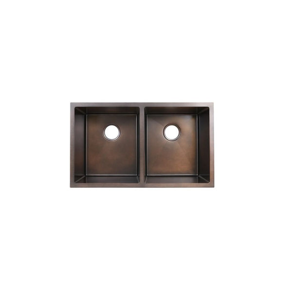AD-H88 Handmade Undermount Double Bowl 50/50 Stainless Steel Sink Antique Copper