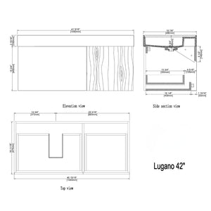 LUGANO 42” MATTE BLACK GLASS/MAPLE BATHROOM VANITY