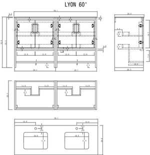 LYON 60” BATHROOM VANITY (BLACK COUNTERTOP)