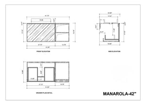 MANAROLA 42” LIGHT GRAY AND WALNUT WALL MOUNT MODERN BATHROOM VANITY