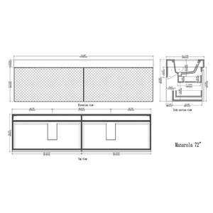 MANAROLA 72” SILVER GRAY BATHROOM VANITY