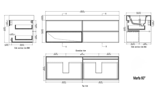 MARFA 60” ALOE GREEN/WALNUT BATHROOM VANITY