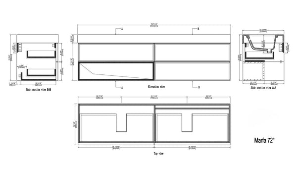MARFA 72” ALOE GREEN/WALNUT BATHROOM VANITY
