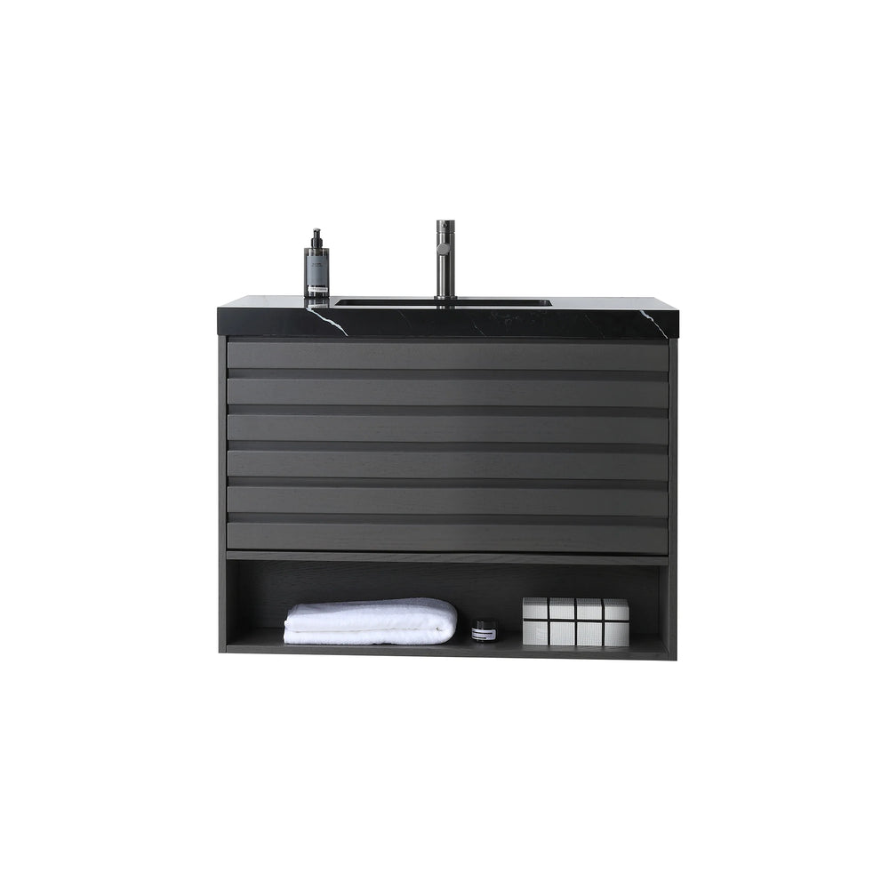 MATERA 36” CHARCOAL BATHROOM VANITY (BLACK/WHITE CONTERTOP)