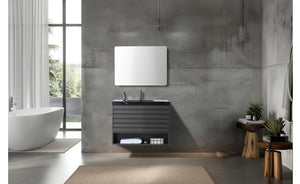 MATERA 36” CHARCOAL BATHROOM VANITY (BLACK/WHITE CONTERTOP)