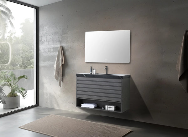 MATERA 36” CHARCOAL BATHROOM VANITY (BLACK/WHITE CONTERTOP)