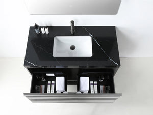 MATERA 36” CHARCOAL BATHROOM VANITY (BLACK/WHITE CONTERTOP)