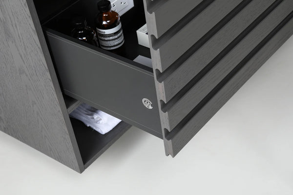 MATERA 36” CHARCOAL BATHROOM VANITY (BLACK/WHITE CONTERTOP)