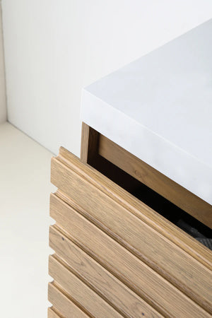 MATERA 36” PECAN OAK BATHROOM VANITY (BLACK /WHITE COUNTERTOP)
