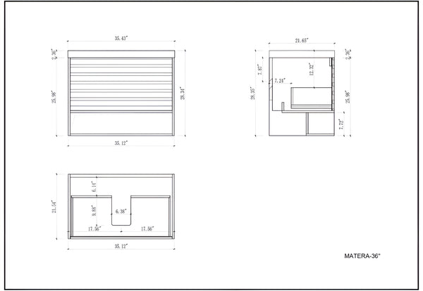MATERA 36" CHARCOAL WITH BLACK COUNTERTOP BATHROOM VANITY