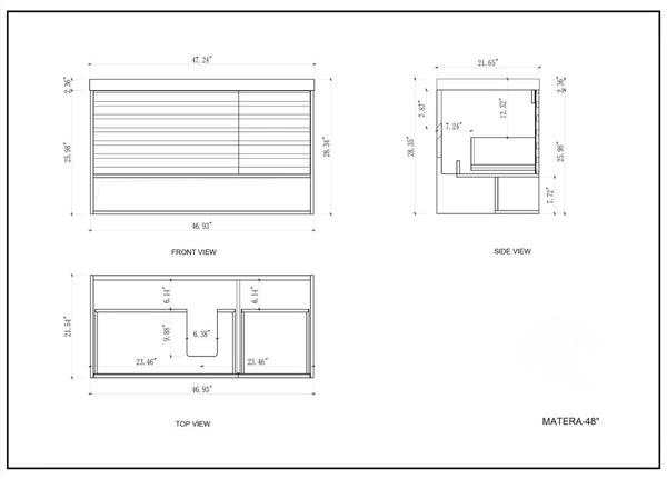 MATERA 48" CHARCOAL WITH BLACK COUNTERTOP BATHROOM VANITY