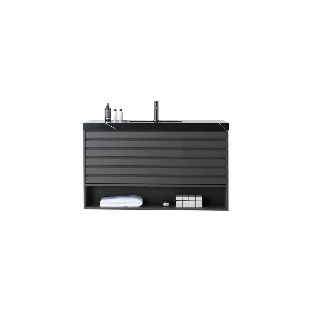 MATERA 48” CHARCOAL BATHROOM VANITY (BLACK/WHITE COUNTERTOP)
