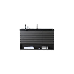 MATERA 48” CHARCOAL BATHROOM VANITY (BLACK/WHITE COUNTERTOP)