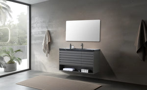 MATERA 48” CHARCOAL BATHROOM VANITY (BLACK/WHITE COUNTERTOP)
