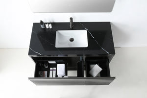 MATERA 48” CHARCOAL BATHROOM VANITY (BLACK/WHITE COUNTERTOP)