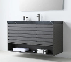 MATERA 48” CHARCOAL BATHROOM VANITY (BLACK/WHITE COUNTERTOP)