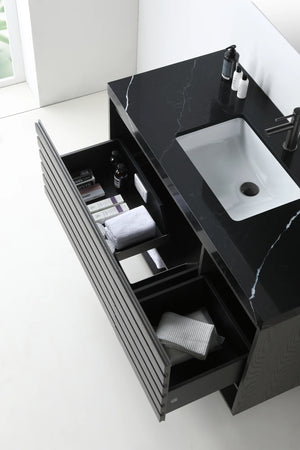 MATERA 48” CHARCOAL BATHROOM VANITY (BLACK/WHITE COUNTERTOP)