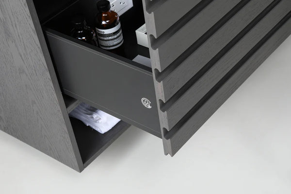 MATERA 48” CHARCOAL BATHROOM VANITY (BLACK/WHITE COUNTERTOP)