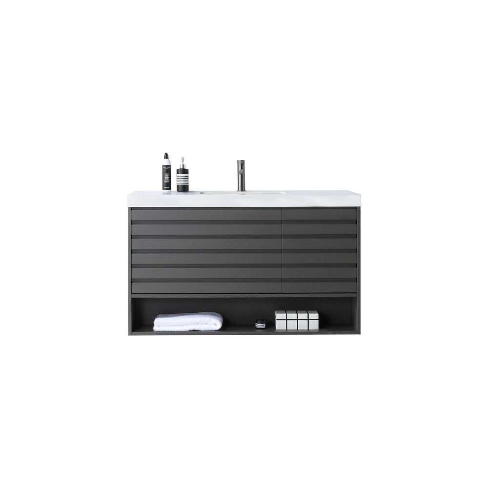 MATERA 48” CHARCOAL BATHROOM VANITY (BLACK/WHITE COUNTERTOP)