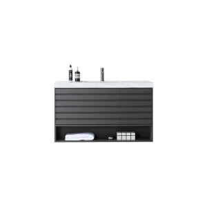 MATERA 48” CHARCOAL BATHROOM VANITY (BLACK/WHITE COUNTERTOP)