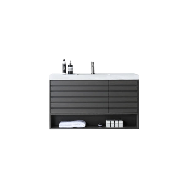MATERA 48” CHARCOAL BATHROOM VANITY (BLACK/WHITE COUNTERTOP)