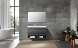 MATERA 48” CHARCOAL BATHROOM VANITY (BLACK/WHITE COUNTERTOP)