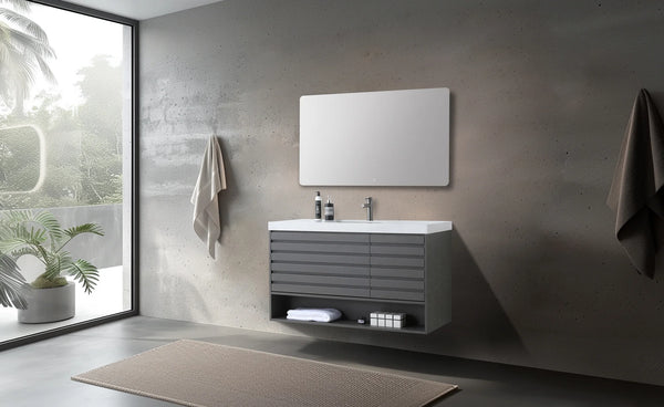 MATERA 48” CHARCOAL BATHROOM VANITY (BLACK/WHITE COUNTERTOP)